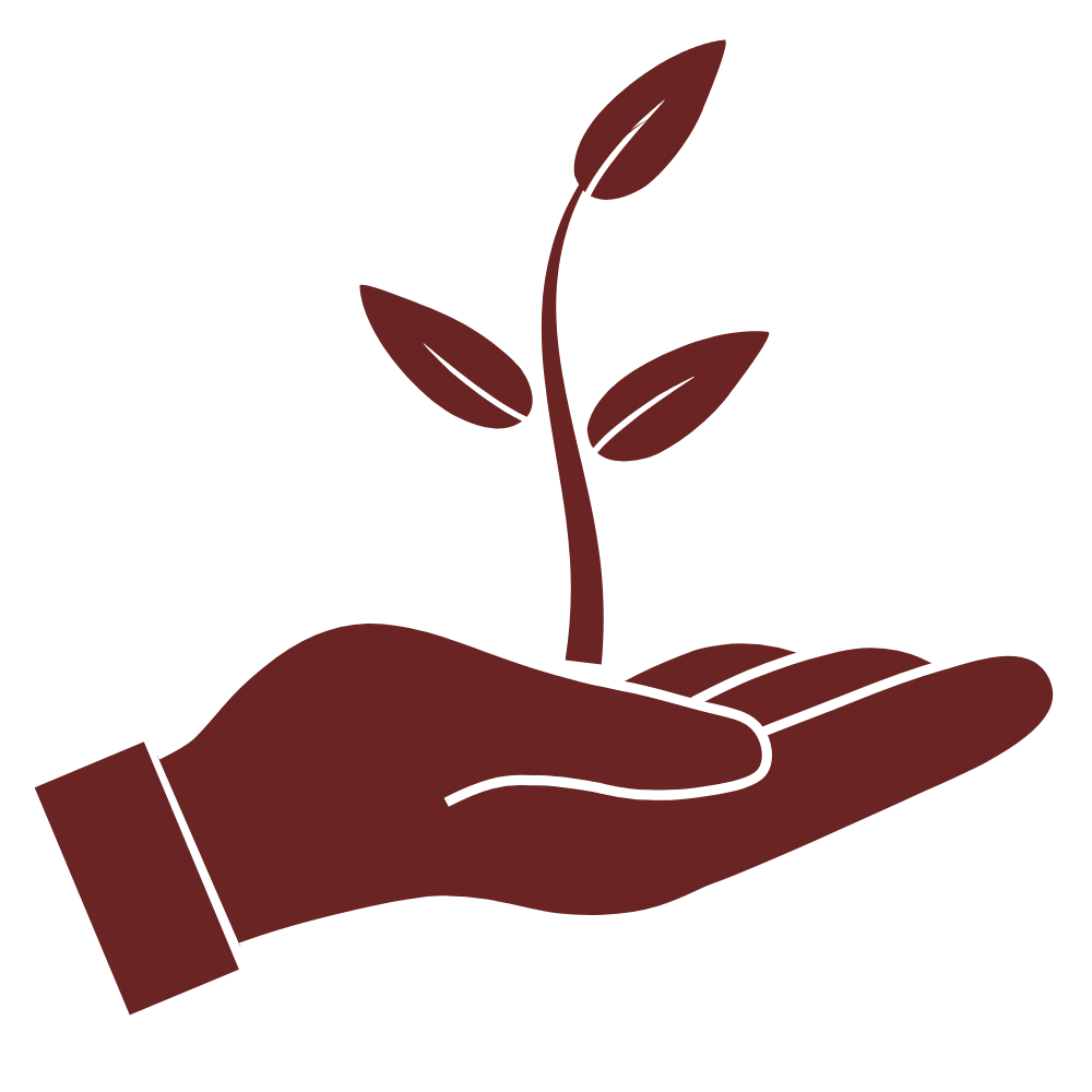 logo main qui tient une pousse d'arbre