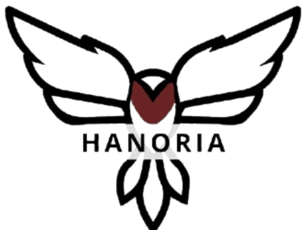 Logo hanoria : Un rouge gorge avec écrit Hanoria